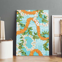 Aloha Festive Hawaii Canvas Wall Art Mokihana - Maile and Ilima on Turquoise LT7 - Polynesian Pride