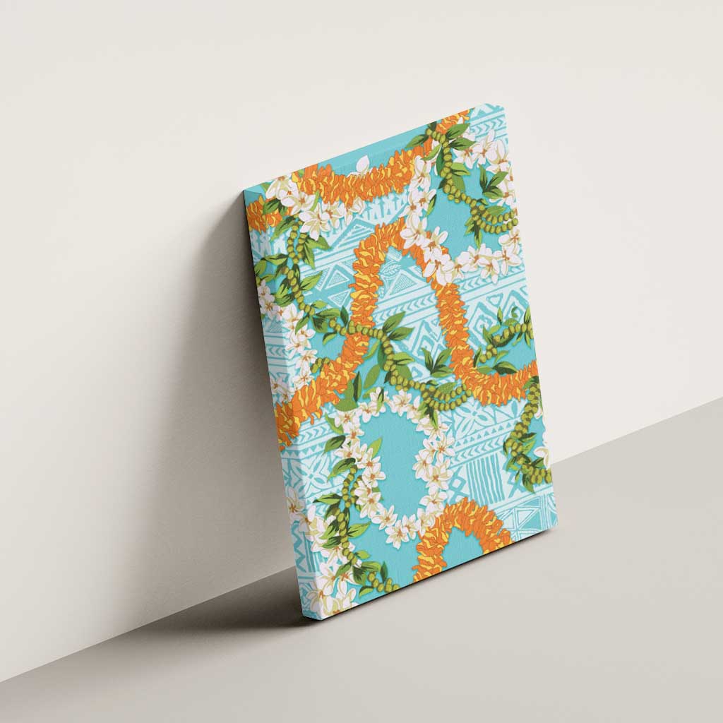 Aloha Festive Hawaii Canvas Wall Art Mokihana - Maile and Ilima on Turquoise LT7 - Polynesian Pride