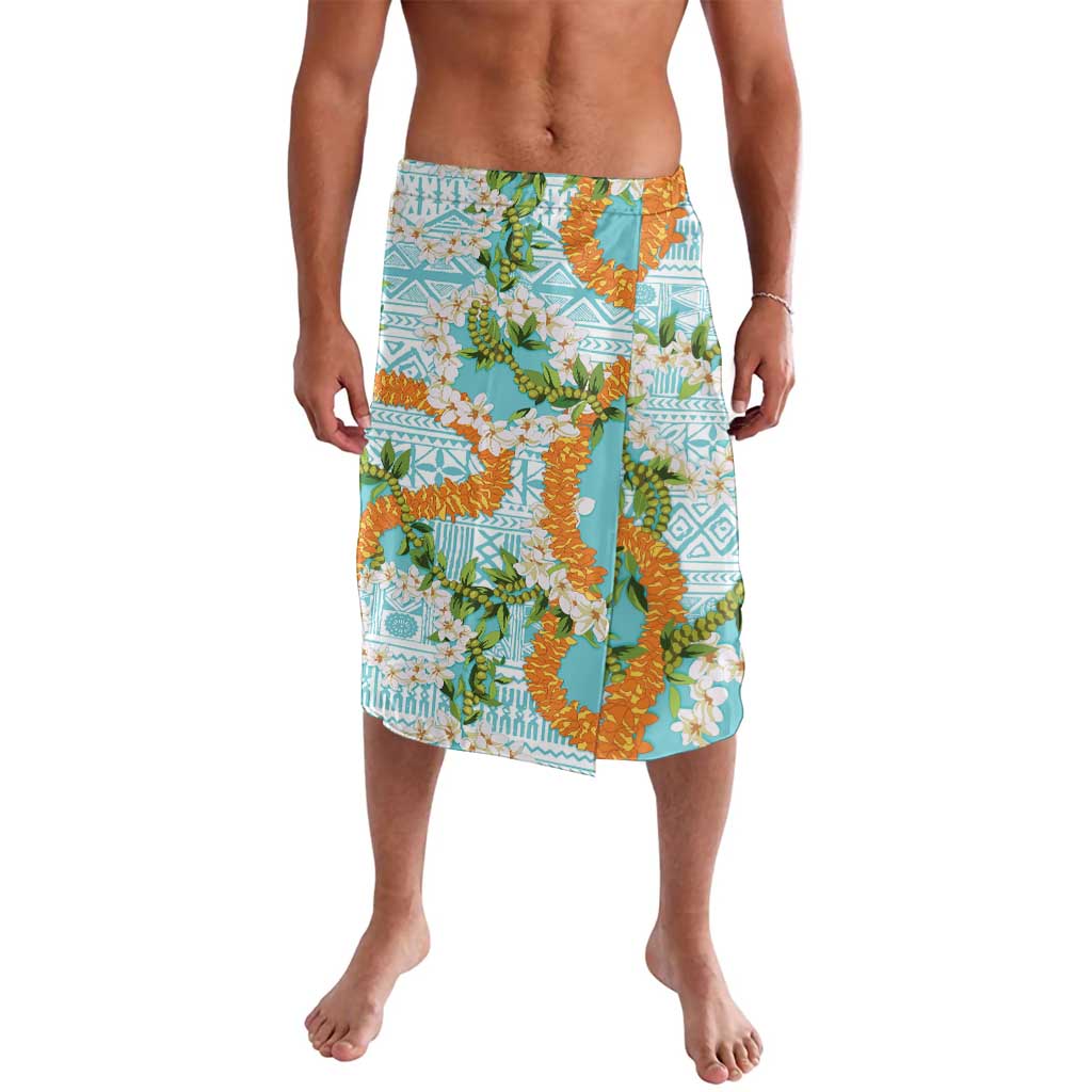 Aloha Festive Hawaii Lavalava Mokihana - Maile and Ilima on Turquoise LT7 Turquoise - Polynesian Pride