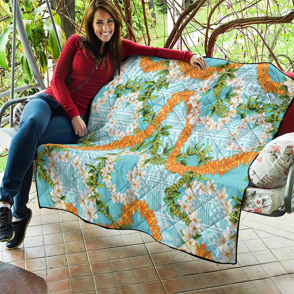 Aloha Festive Hawaii Quilt Mokihana - Maile and Ilima on Turquoise LT7 - Polynesian Pride