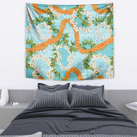 Aloha Festive Hawaii Tapestry Mokihana - Maile and Ilima on Turquoise LT7 - Polynesian Pride
