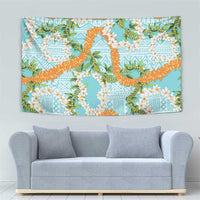 Aloha Festive Hawaii Tapestry Mokihana - Maile and Ilima on Turquoise LT7 - Polynesian Pride