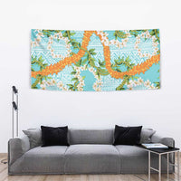 Aloha Festive Hawaii Tapestry Mokihana - Maile and Ilima on Turquoise LT7 - Polynesian Pride