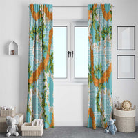 Aloha Festive Hawaii Window Curtain Mokihana - Maile and Ilima on Turquoise LT7 - Polynesian Pride