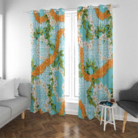 Aloha Festive Hawaii Window Curtain Mokihana - Maile and Ilima on Turquoise LT7 With Grommets Turquoise - Polynesian Pride