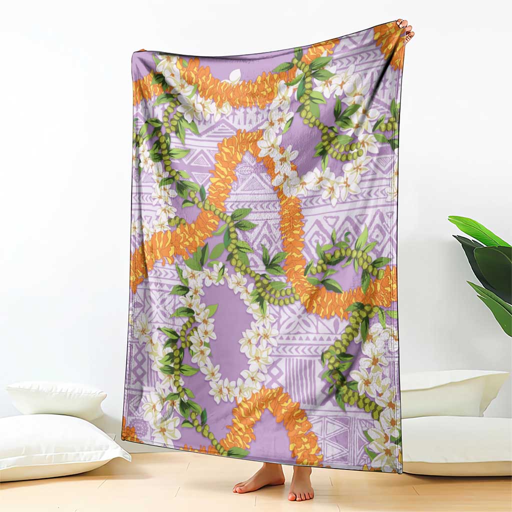 Aloha Festive Hawaii Blanket Mokihana - Maile and Ilima on Lilac LT7 - Polynesian Pride