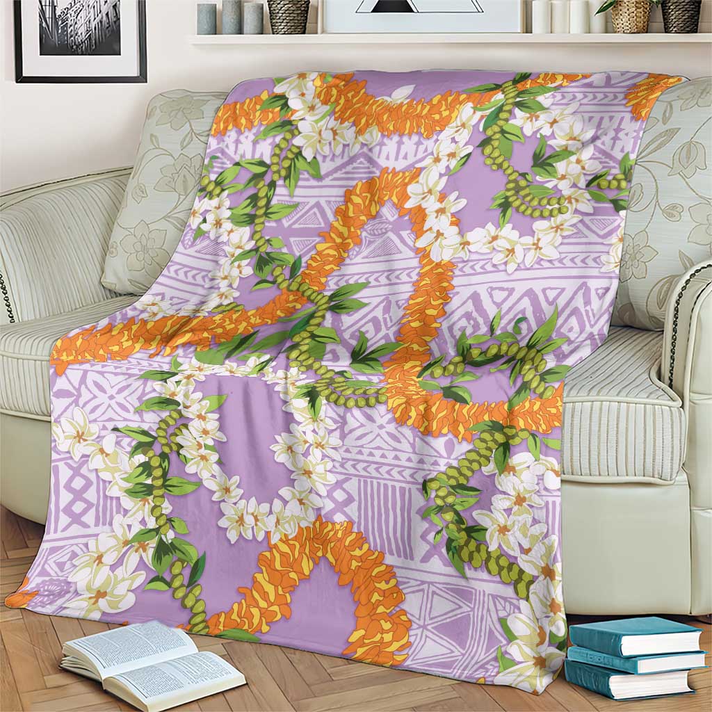 Aloha Festive Hawaii Blanket Mokihana - Maile and Ilima on Lilac LT7 - Polynesian Pride