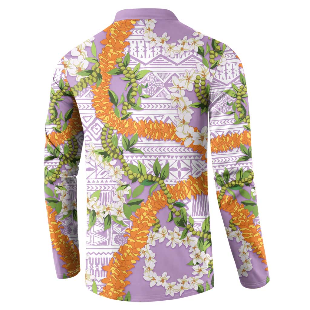 Aloha Festive Hawaii Button Sweatshirt Mokihana - Maile and Ilima on Lilac LT7 - Polynesian Pride