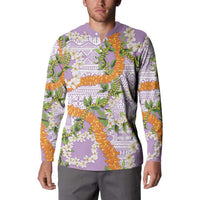 Aloha Festive Hawaii Button Sweatshirt Mokihana - Maile and Ilima on Lilac LT7 - Polynesian Pride