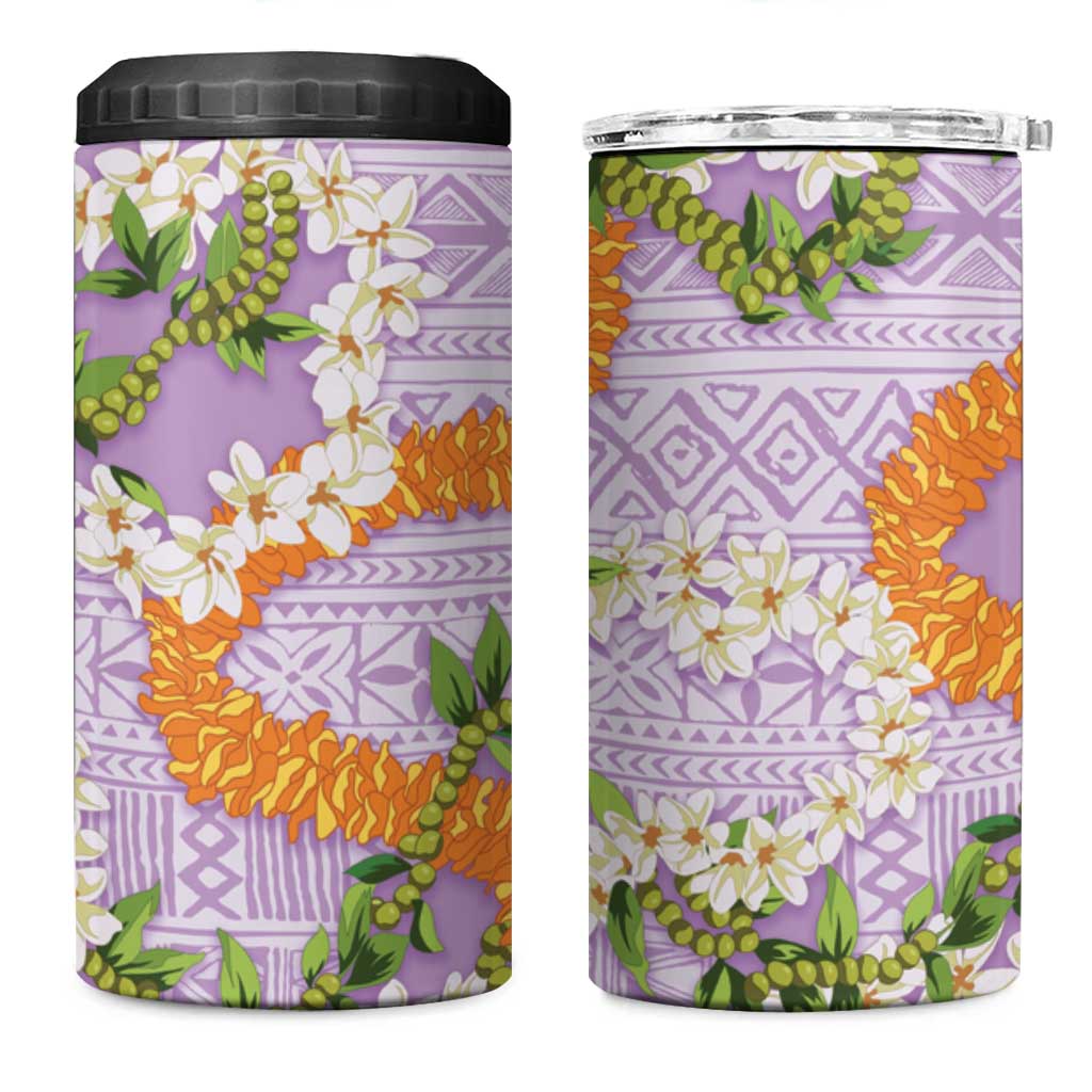 Aloha Festive Hawaii 4 in 1 Can Cooler Tumbler Mokihana - Maile and Ilima on Lilac LT7 One Size: 16 oz Lilac - Polynesian Pride