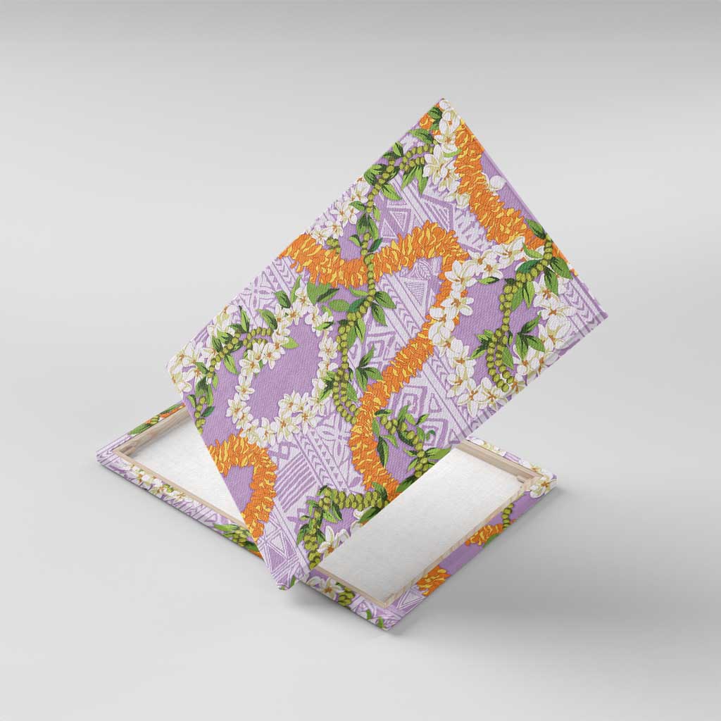 Aloha Festive Hawaii Canvas Wall Art Mokihana - Maile and Ilima on Lilac LT7 With Frame Lilac - Polynesian Pride