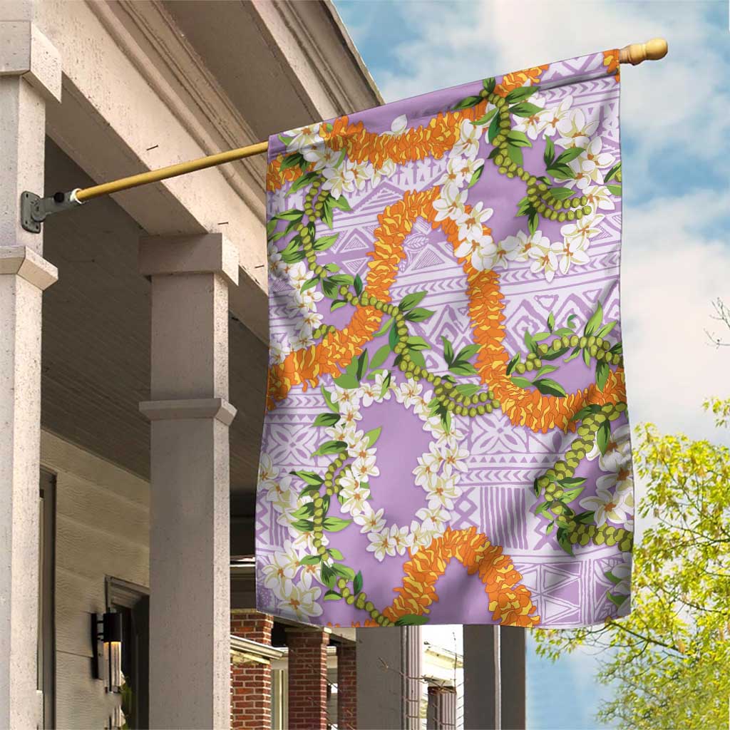 Aloha Festive Hawaii Garden Flag Mokihana - Maile and Ilima on Lilac LT7 House Flag Lilac - Polynesian Pride