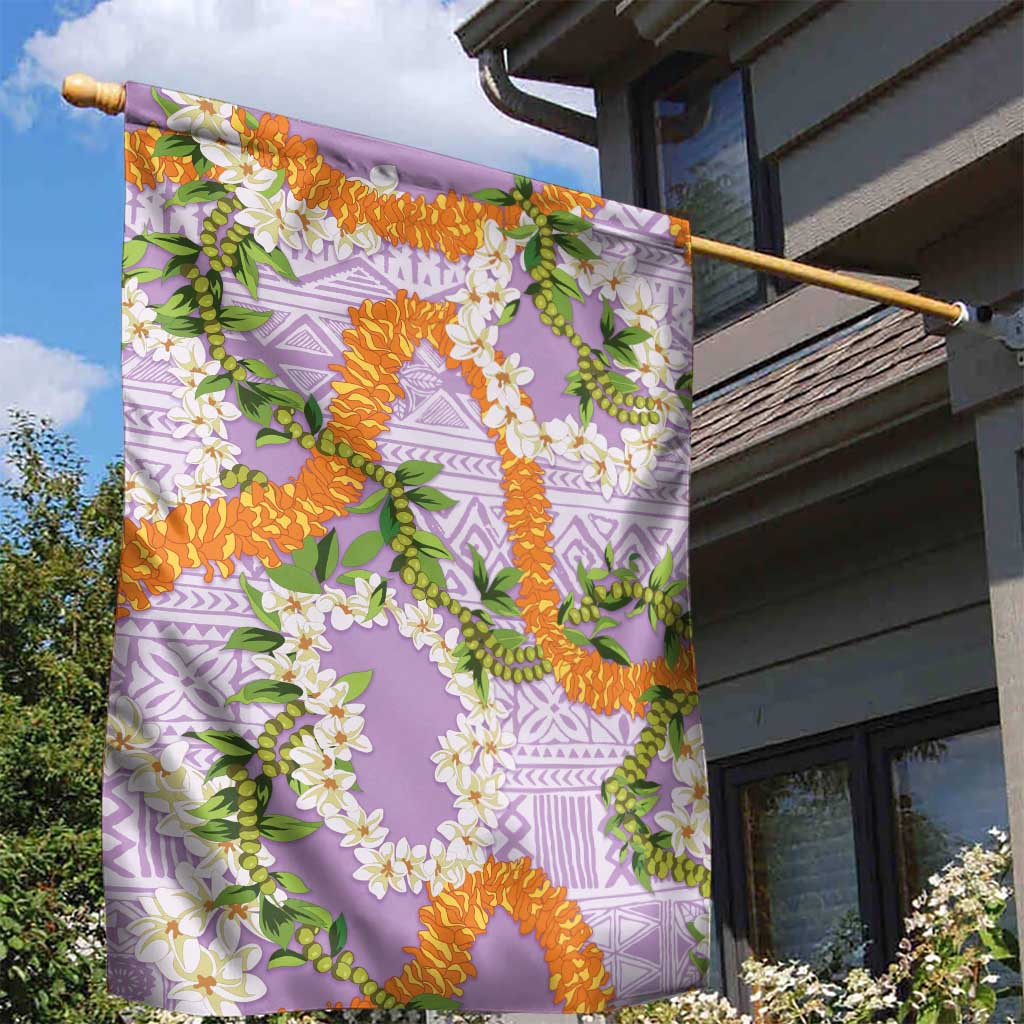 Aloha Festive Hawaii Garden Flag Mokihana - Maile and Ilima on Lilac LT7 - Polynesian Pride