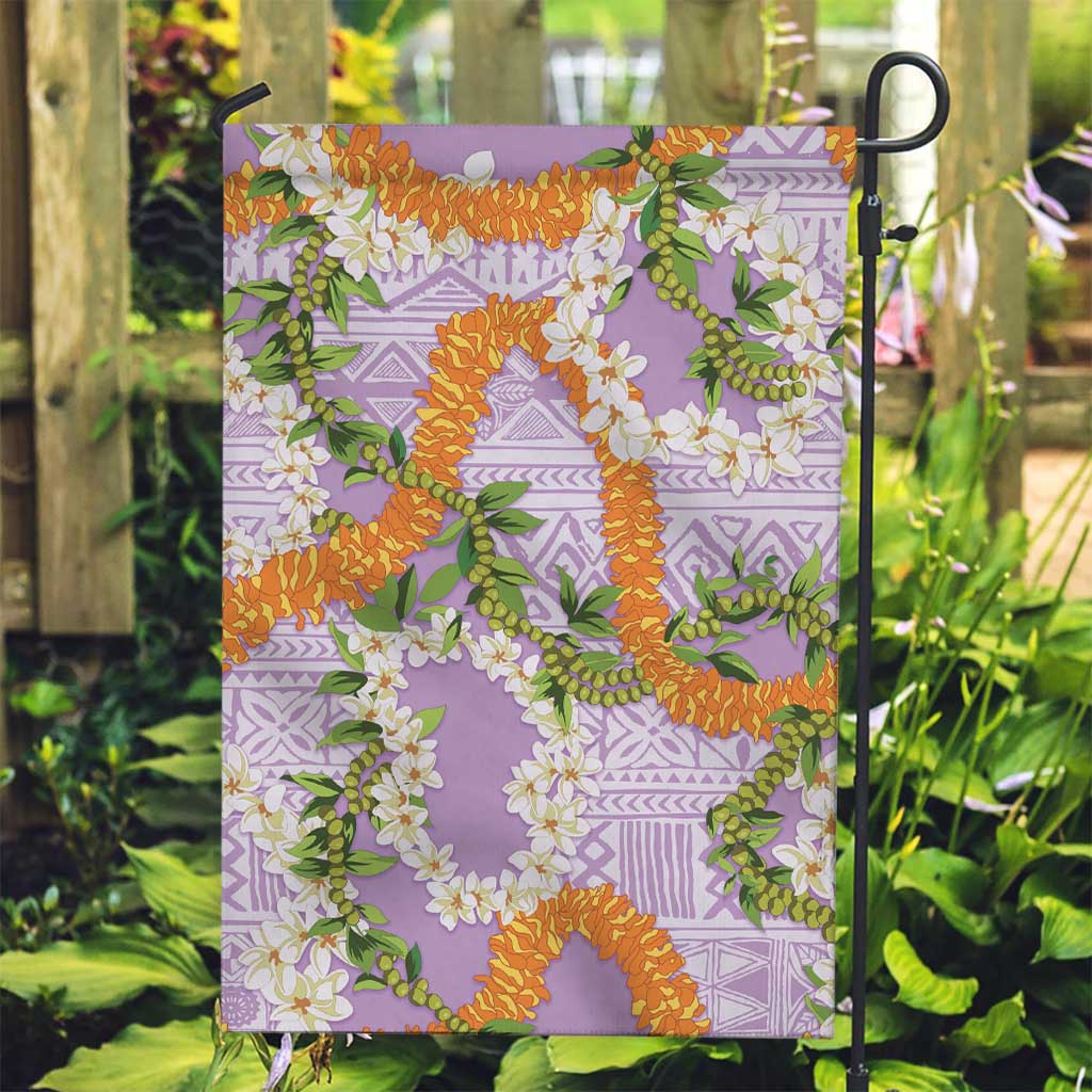 Aloha Festive Hawaii Garden Flag Mokihana - Maile and Ilima on Lilac LT7 Garden Flag Lilac - Polynesian Pride