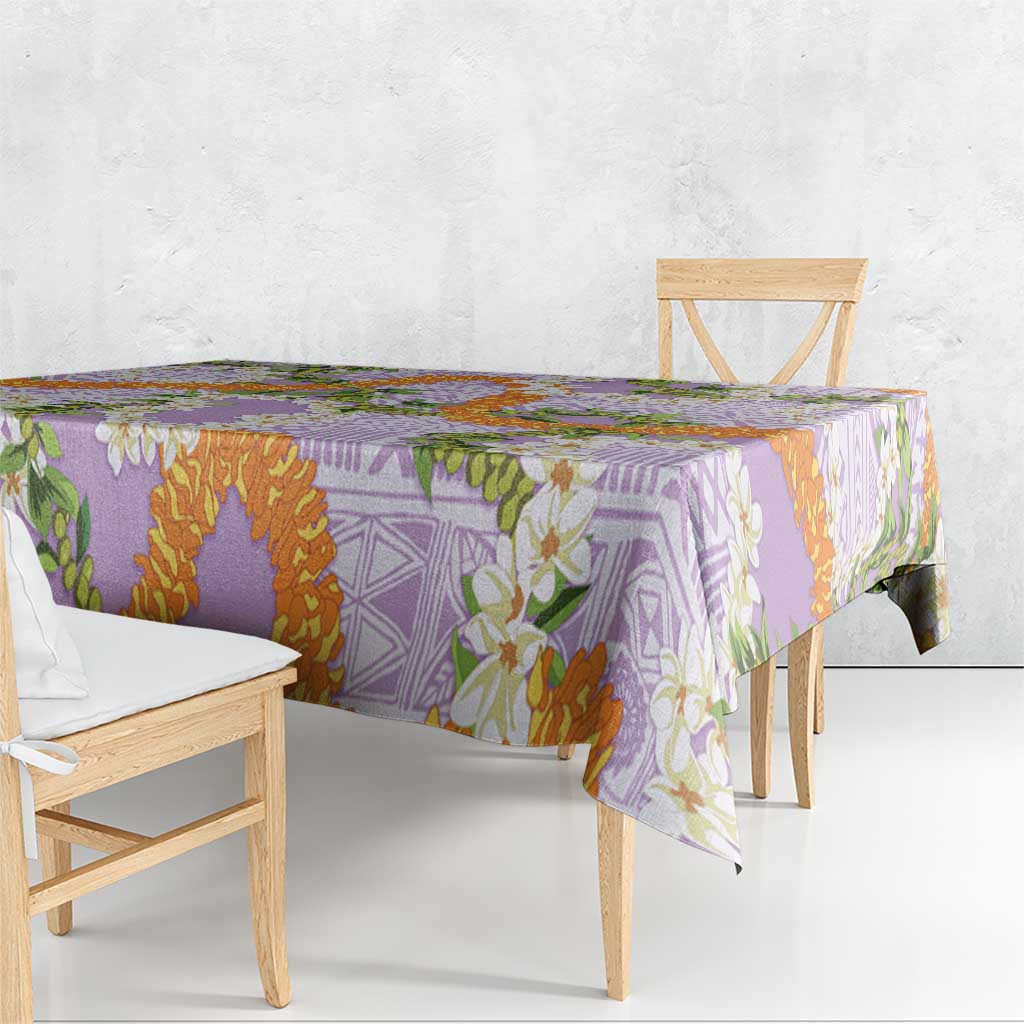 Aloha Festive Hawaii Tablecloth Mokihana - Maile and Ilima on Lilac LT7 - Polynesian Pride