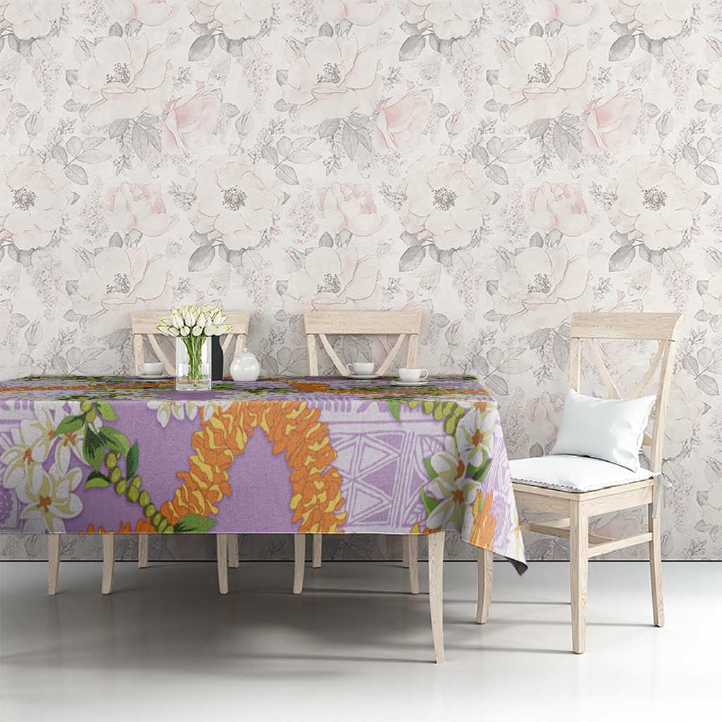 Aloha Festive Hawaii Tablecloth Mokihana - Maile and Ilima on Lilac LT7 - Polynesian Pride