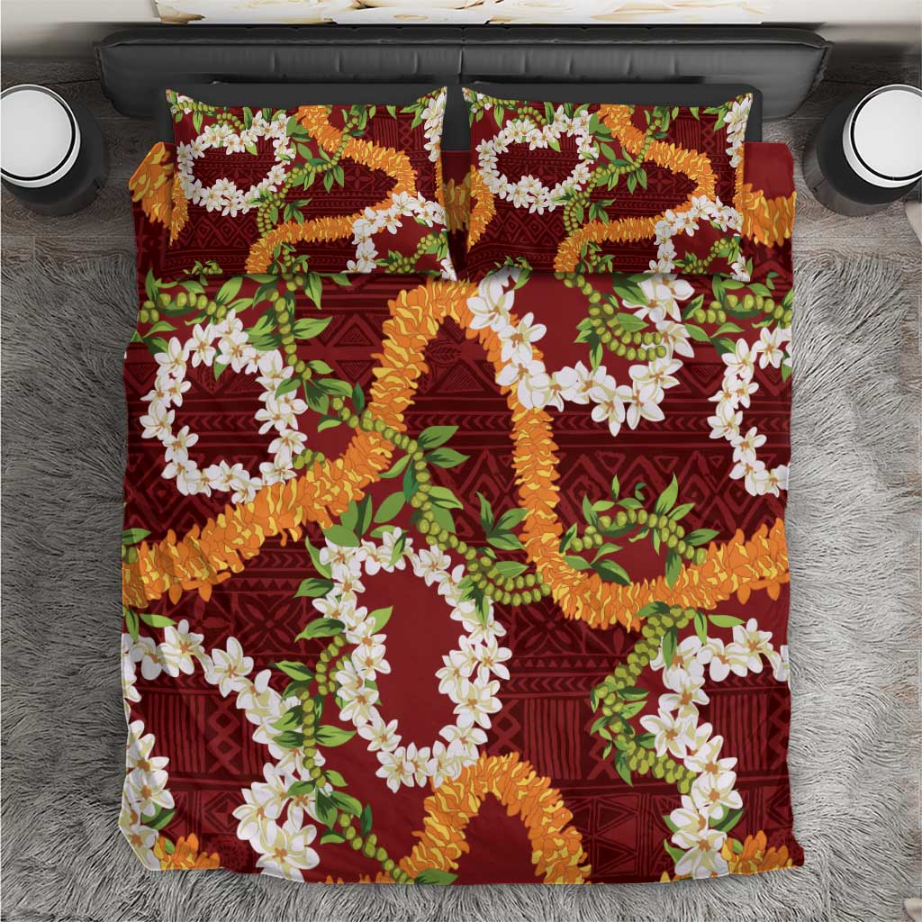 Aloha Festive Hawaii Bedding Set Mokihana - Maile and Ilima on Crimson LT7 Crimson - Polynesian Pride