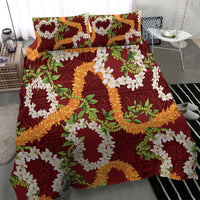 Aloha Festive Hawaii Bedding Set Mokihana - Maile and Ilima on Crimson LT7 - Polynesian Pride