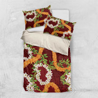 Aloha Festive Hawaii Bedding Set Mokihana - Maile and Ilima on Crimson LT7 US Twin 172cm x 218cm Crimson - Polynesian Pride