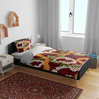 Aloha Festive Hawaii Bedding Set Mokihana - Maile and Ilima on Crimson LT7 - Polynesian Pride