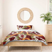 Aloha Festive Hawaii Bedding Set Mokihana - Maile and Ilima on Crimson LT7 - Polynesian Pride