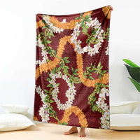 Aloha Festive Hawaii Blanket Mokihana - Maile and Ilima on Crimson LT7 - Polynesian Pride