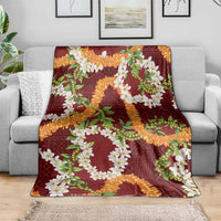 Aloha Festive Hawaii Blanket Mokihana - Maile and Ilima on Crimson LT7 - Polynesian Pride