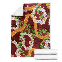 Aloha Festive Hawaii Blanket Mokihana - Maile and Ilima on Crimson LT7 - Polynesian Pride