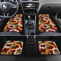 Aloha Festive Hawaii Car Mats Mokihana - Maile and Ilima on Crimson LT7 Set 4pcs Crimson - Polynesian Pride