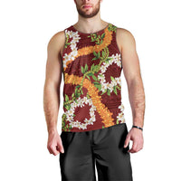 Aloha Festive Hawaii Men Tank Top Mokihana - Maile and Ilima on Crimson LT7 - Polynesian Pride