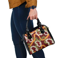 Aloha Festive Hawaii Shoulder Handbag Mokihana - Maile and Ilima on Crimson LT7 - Polynesian Pride