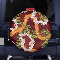 Aloha Festive Hawaii Spare Tire Cover Mokihana - Maile and Ilima on Crimson LT7 No hole Crimson - Polynesian Pride