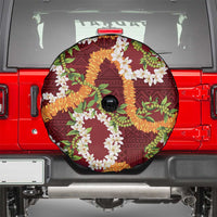 Aloha Festive Hawaii Spare Tire Cover Mokihana - Maile and Ilima on Crimson LT7 - Polynesian Pride