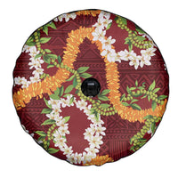 Aloha Festive Hawaii Spare Tire Cover Mokihana - Maile and Ilima on Crimson LT7 - Polynesian Pride