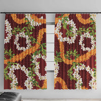 Aloha Festive Hawaii Window Curtain Mokihana - Maile and Ilima on Crimson LT7 With Hooks Crimson - Polynesian Pride