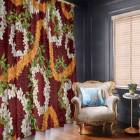 Aloha Festive Hawaii Window Curtain Mokihana - Maile and Ilima on Crimson LT7 - Polynesian Pride