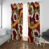 Aloha Festive Hawaii Window Curtain Mokihana - Maile and Ilima on Crimson LT7 With Grommets Crimson - Polynesian Pride