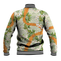 Aloha Festive Hawaii Baseball Jacket Mokihana - Maile Leis in Muted Summer LT7 - Polynesian Pride