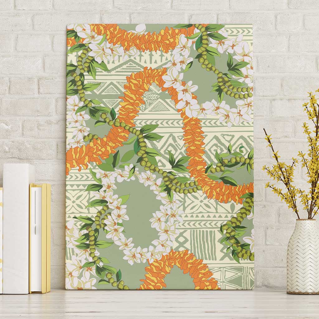 Aloha Festive Hawaii Canvas Wall Art Mokihana - Maile Leis in Muted Summer LT7 Without Frame Sage Green - Polynesian Pride