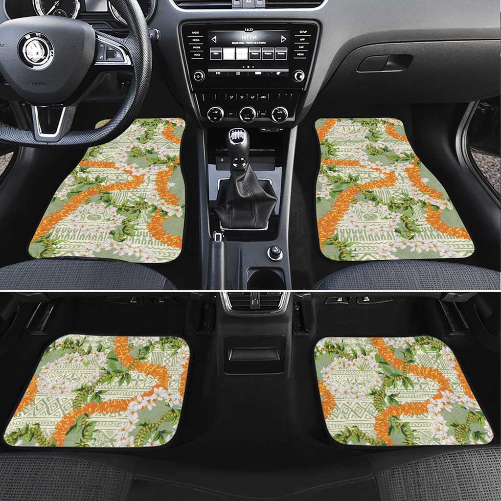 Aloha Festive Hawaii Car Mats Mokihana - Maile Leis in Muted Summer LT7 Set 4pcs Sage Green - Polynesian Pride