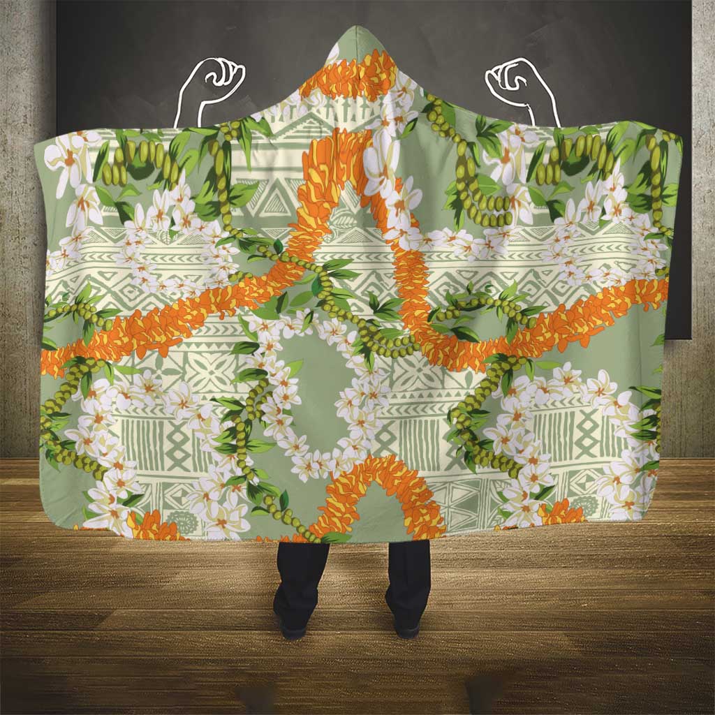 Aloha Festive Hawaii Hooded Blanket Mokihana - Maile Leis in Muted Summer LT7 - Polynesian Pride