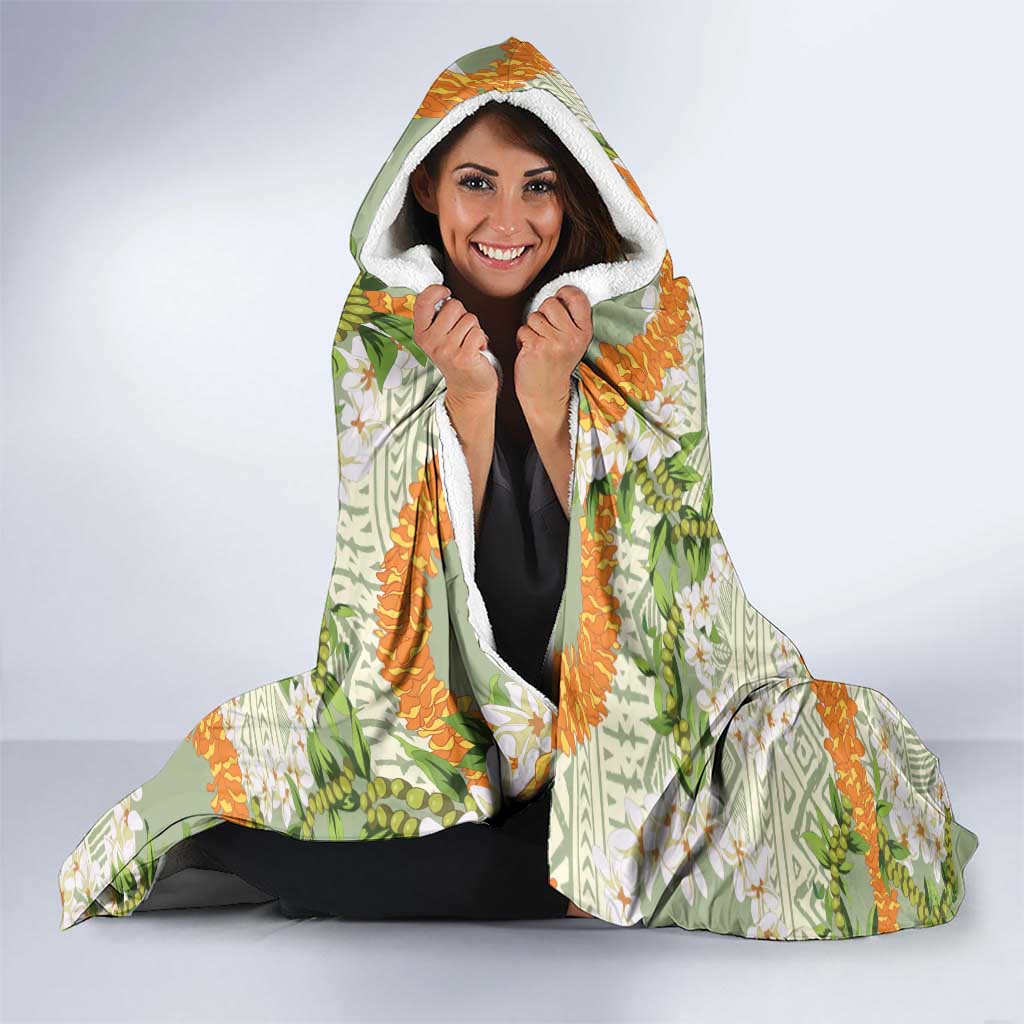 Aloha Festive Hawaii Hooded Blanket Mokihana - Maile Leis in Muted Summer LT7 - Polynesian Pride
