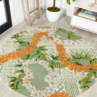Aloha Festive Hawaii Round Carpet Mokihana - Maile Leis in Muted Summer LT7 Sage Green - Polynesian Pride