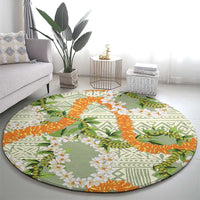 Aloha Festive Hawaii Round Carpet Mokihana - Maile Leis in Muted Summer LT7 - Polynesian Pride
