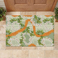 Aloha Festive Hawaii Rubber Doormat Mokihana - Maile Leis in Muted Summer LT7 Sage Green - Polynesian Pride