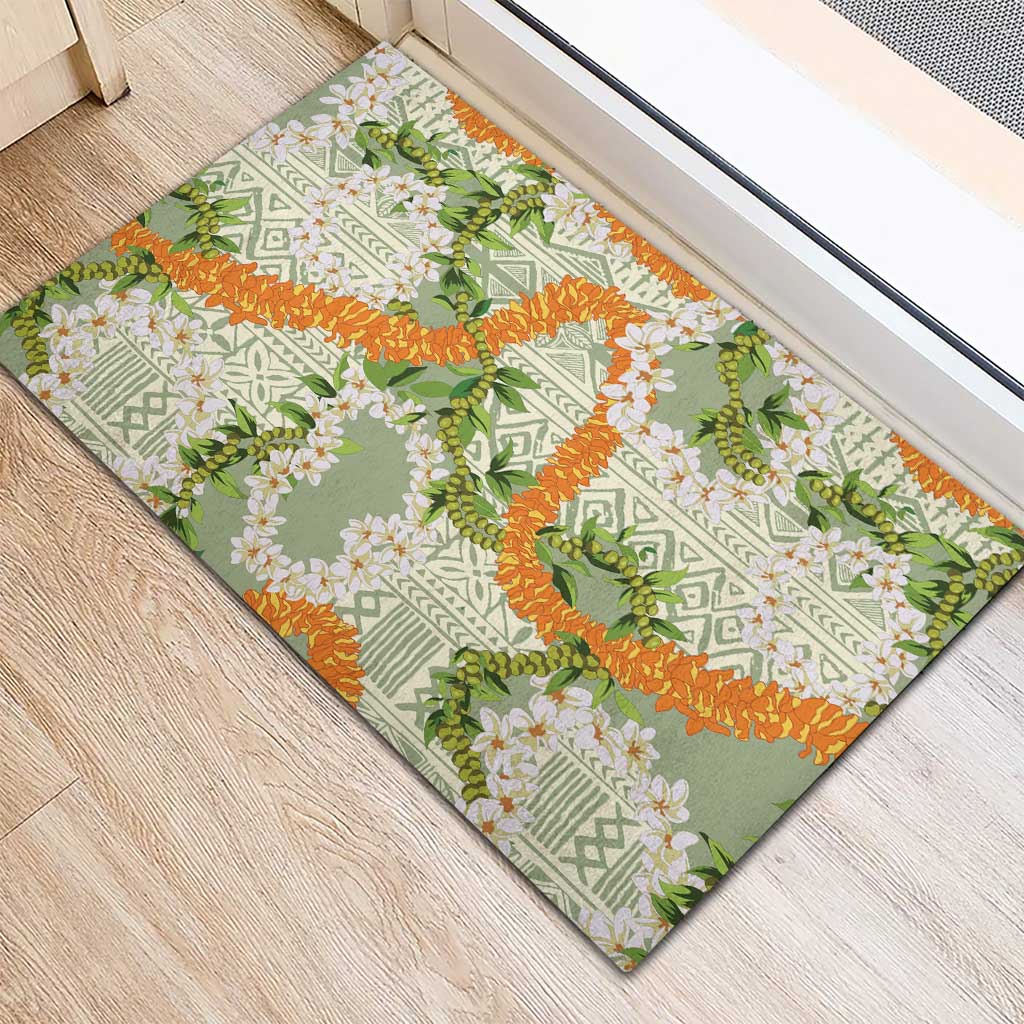 Aloha Festive Hawaii Rubber Doormat Mokihana - Maile Leis in Muted Summer LT7 - Polynesian Pride