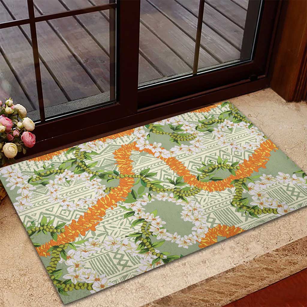 Aloha Festive Hawaii Rubber Doormat Mokihana - Maile Leis in Muted Summer LT7 - Polynesian Pride