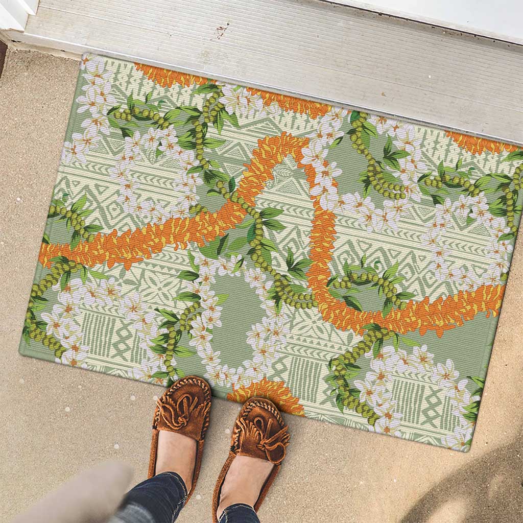 Aloha Festive Hawaii Rubber Doormat Mokihana - Maile Leis in Muted Summer LT7 - Polynesian Pride