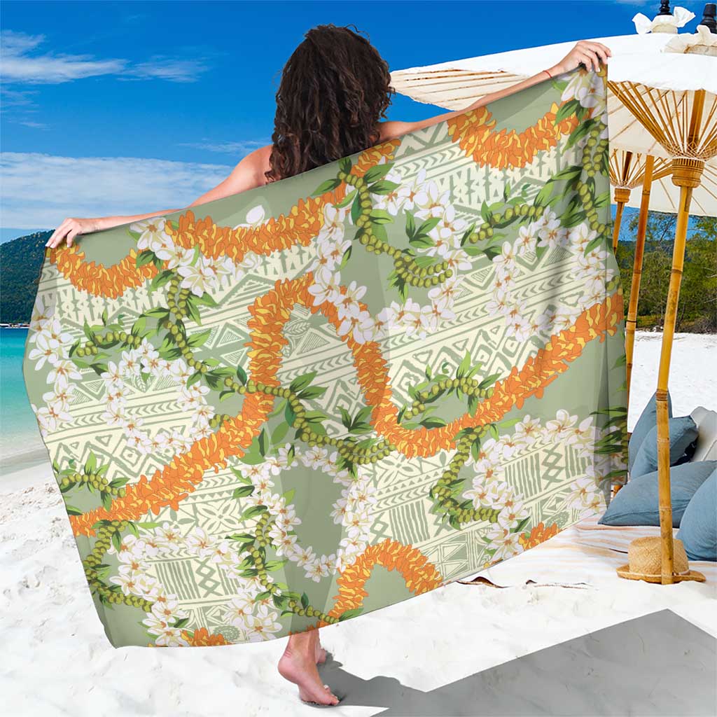 Aloha Festive Hawaii Sarong Mokihana - Maile Leis in Muted Summer LT7 One Size 44 x 66 inches Sage Green - Polynesian Pride