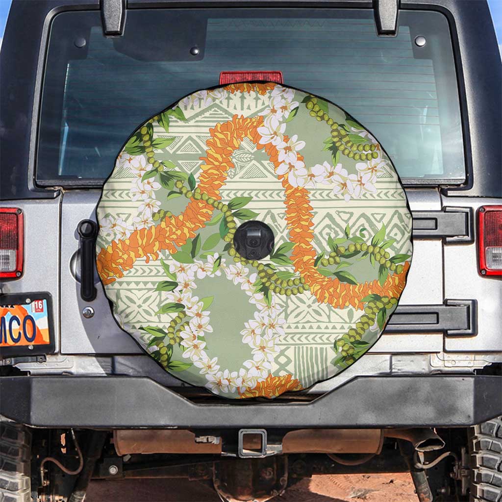 Aloha Festive Hawaii Spare Tire Cover Mokihana - Maile Leis in Muted Summer LT7 Sage Green - Polynesian Pride